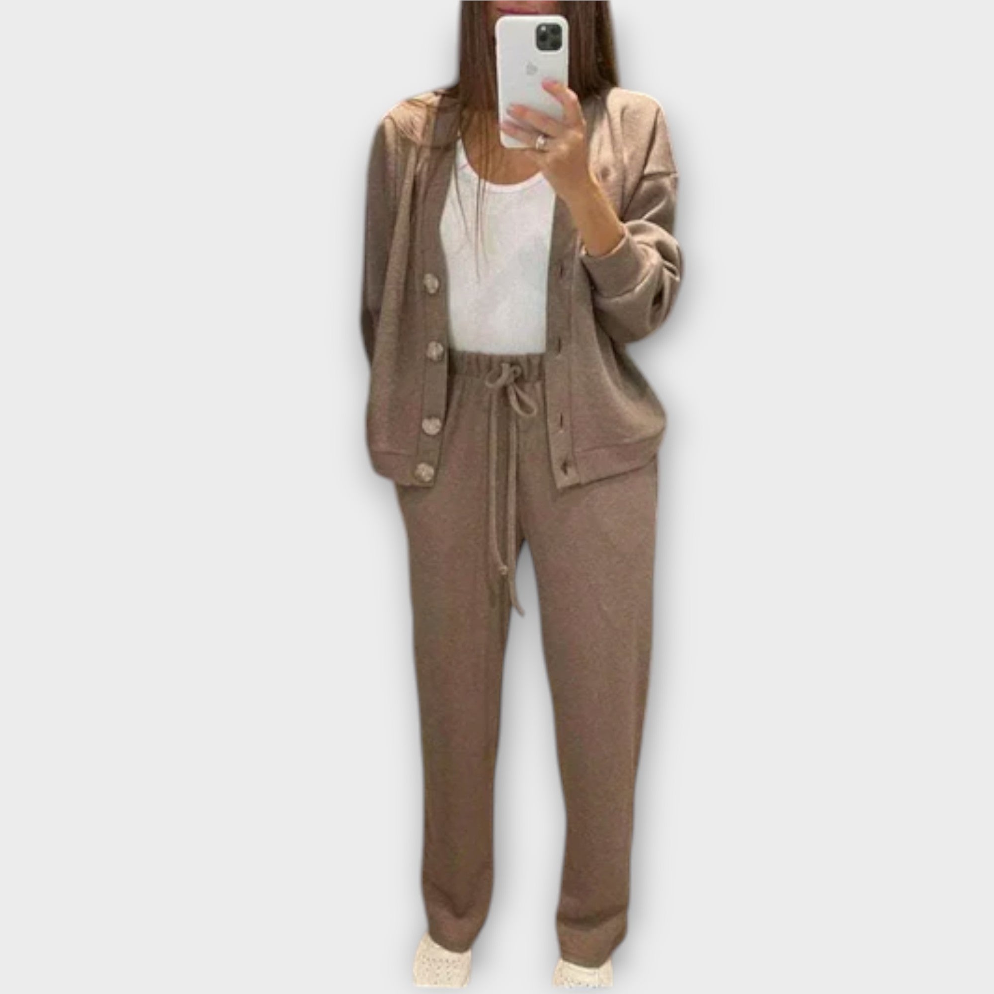 Chantal - Schwarzes Set mit Cardigan und Hose