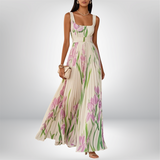 Penélope - Cremefarbenes Chiffon-Maxikleid mit Blüten
