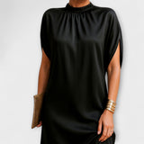 Trudy - Elegantes schwarzes Kleid mit Stehkragen