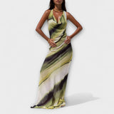 Klassisches Tie-Dye-Maxikleid in Grün