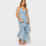 Harmony - Hellblaues Maxikleid mit Drapierung