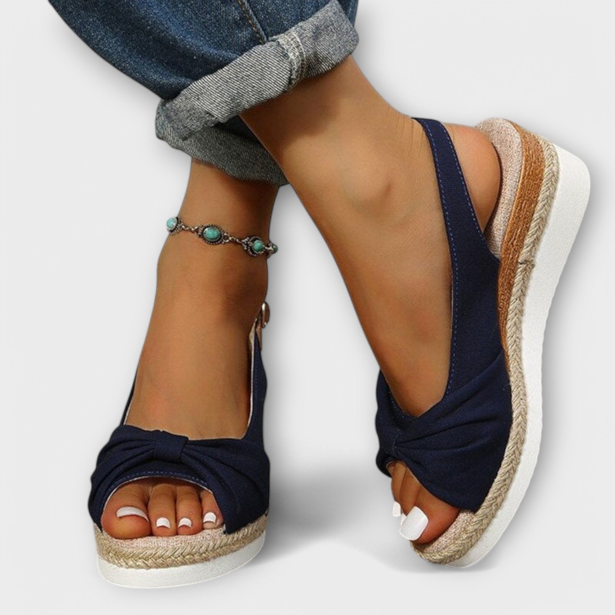 Adelgund - Rosé Espadrille-Sandalen mit Schleife