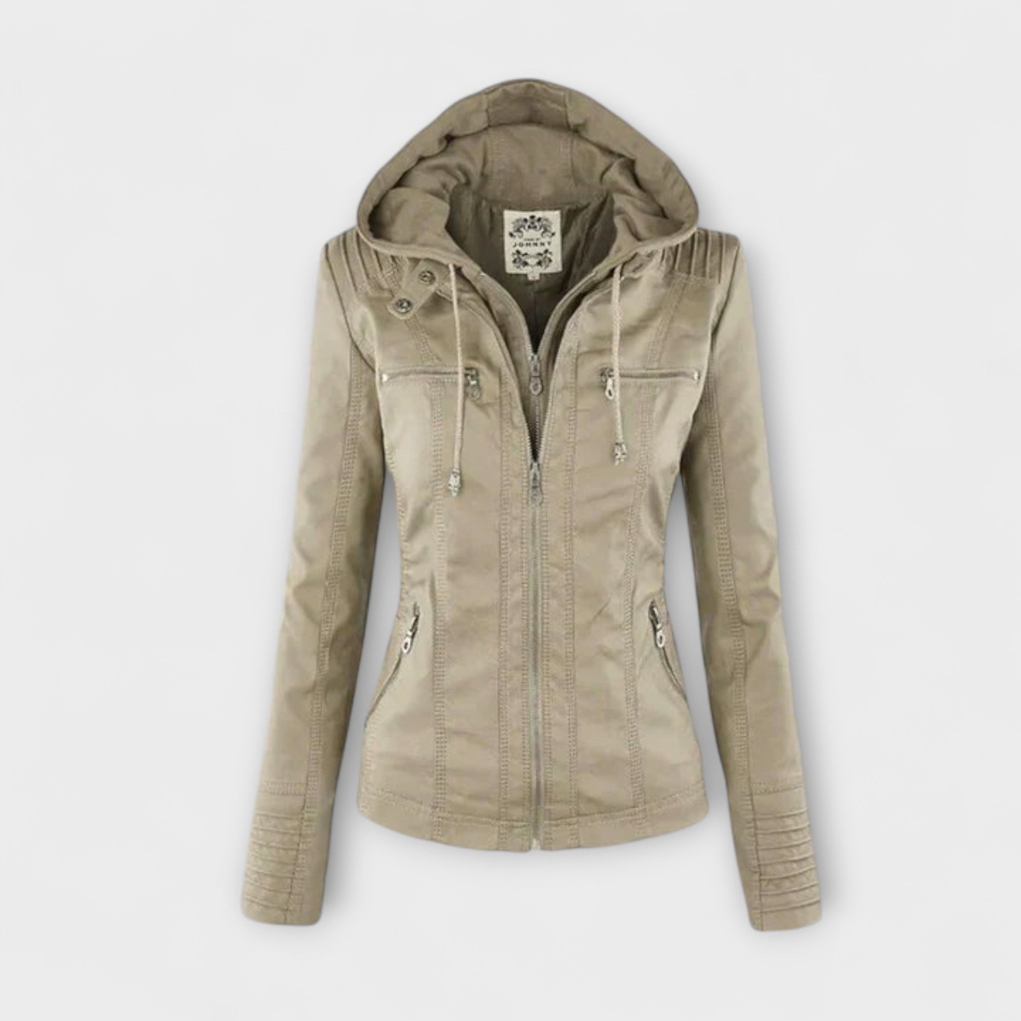 Amélie - Braune Lederjacke mit Stehkragen