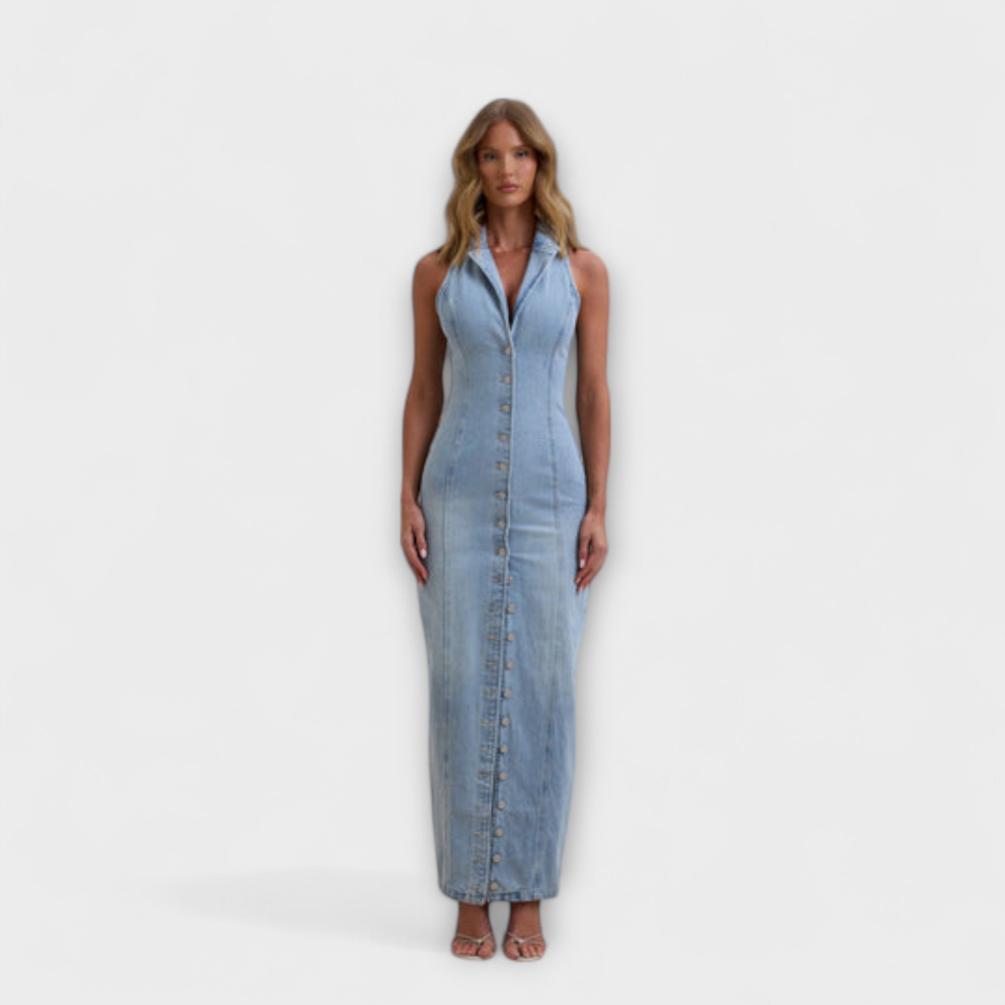 Lacey - Blaues Denim-Maxikleid