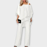 Schwarzes Chiffon-Abend-Set