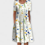 Emelie - Weisses Schichtkleid mit Blütenmuster