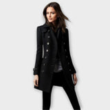 Linda - Blauer doppelreihiger Trenchcoat
