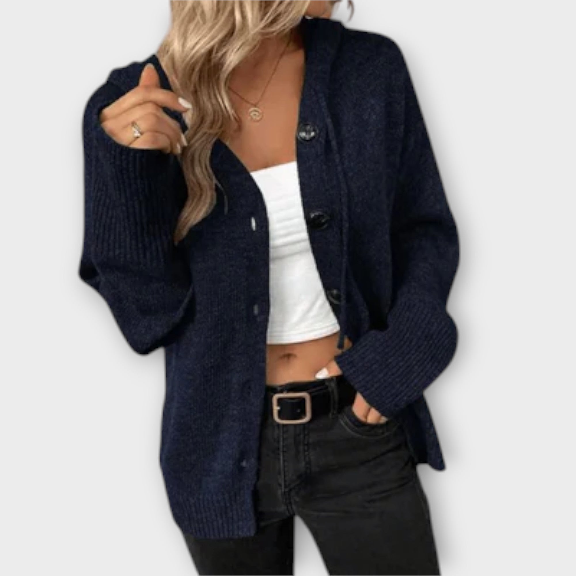 Brittan - Beiger Cardigan mit Knopfleiste