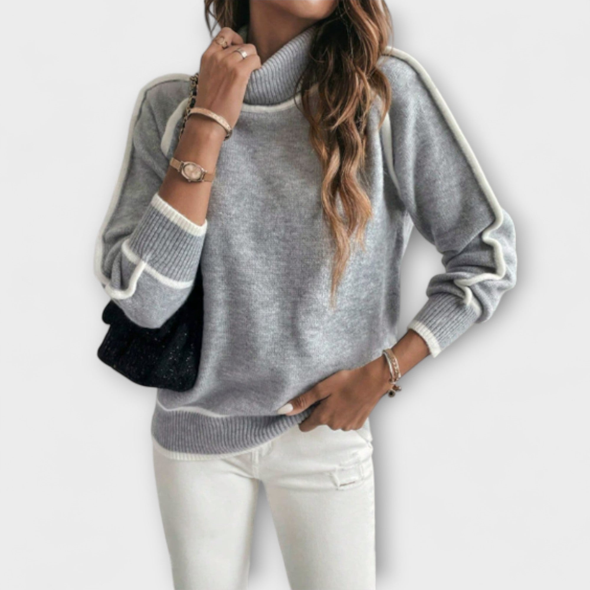 Aurora - Grauer lässiger Rollkragenpullover