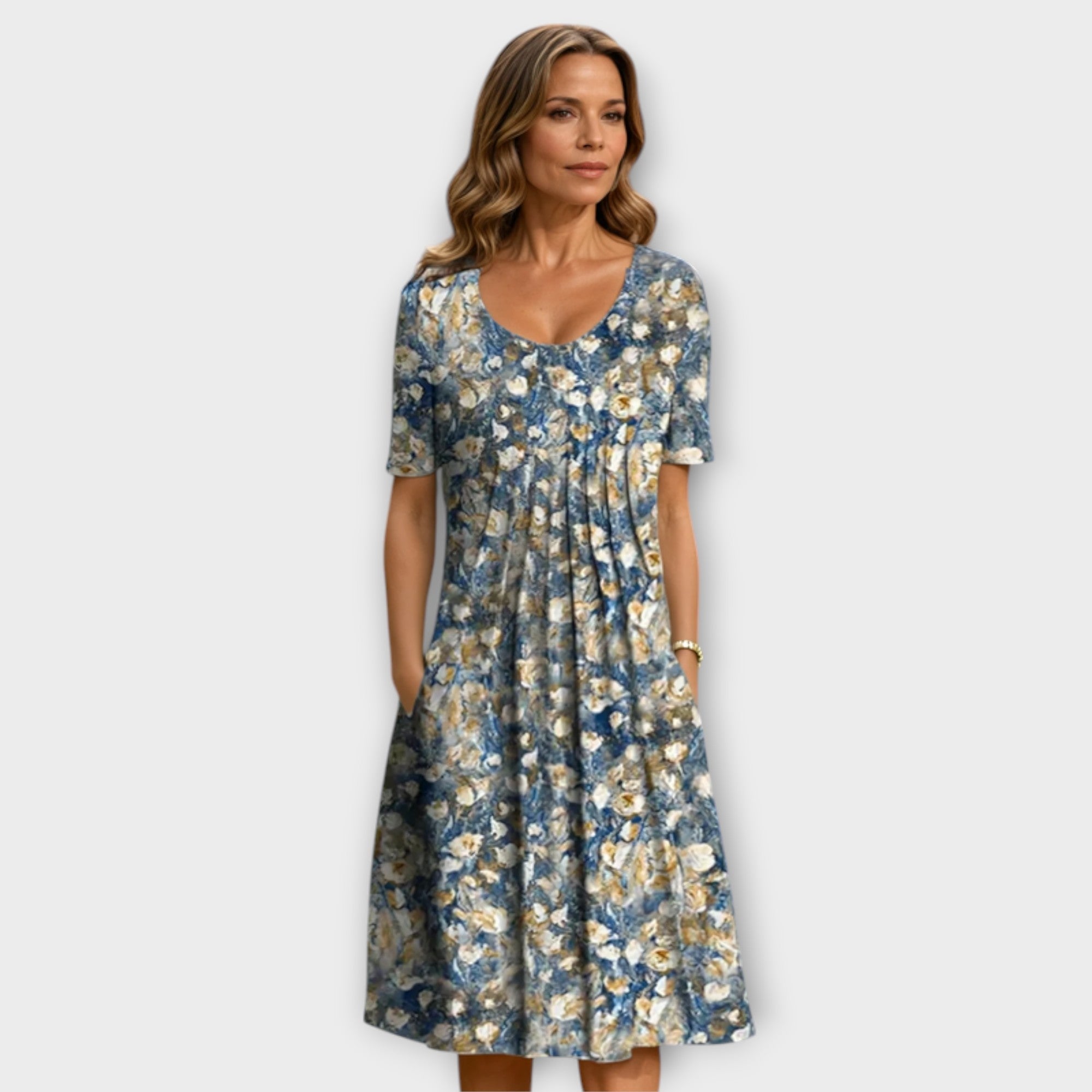 Candice - Weisses Kleid mit Streublumen