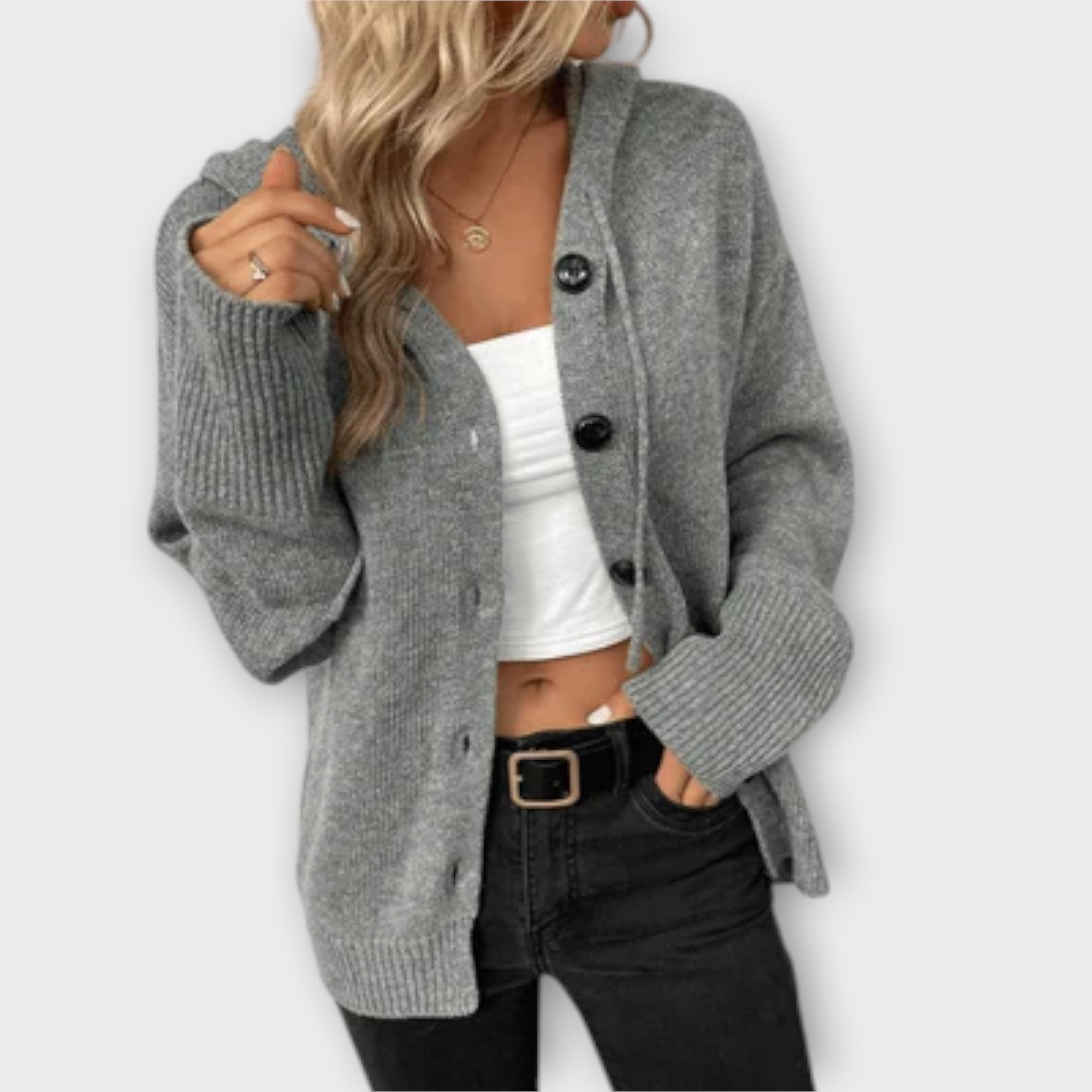 Brittan - Beiger Cardigan mit Knopfleiste