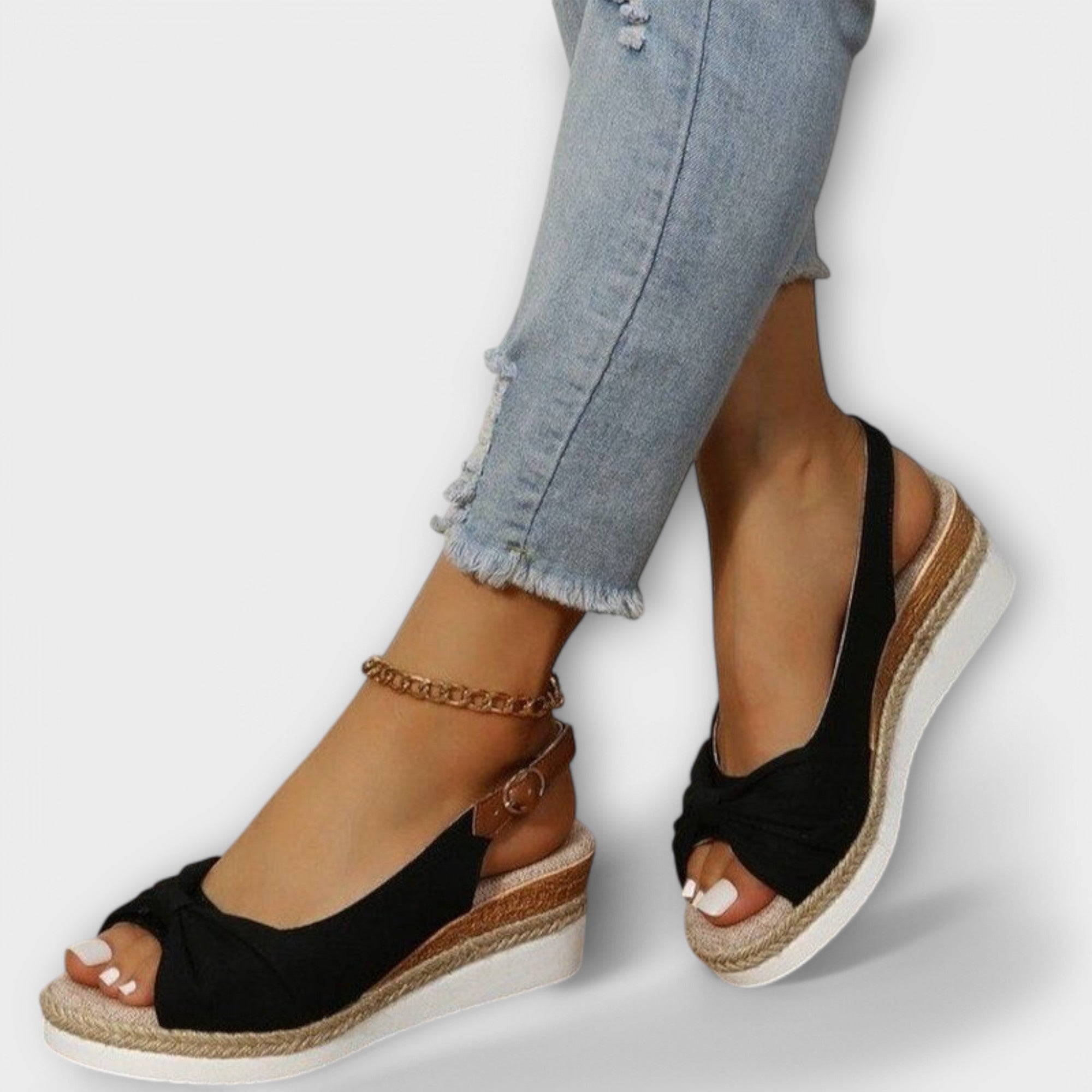 Adelgund - Rosé Espadrille-Sandalen mit Schleife