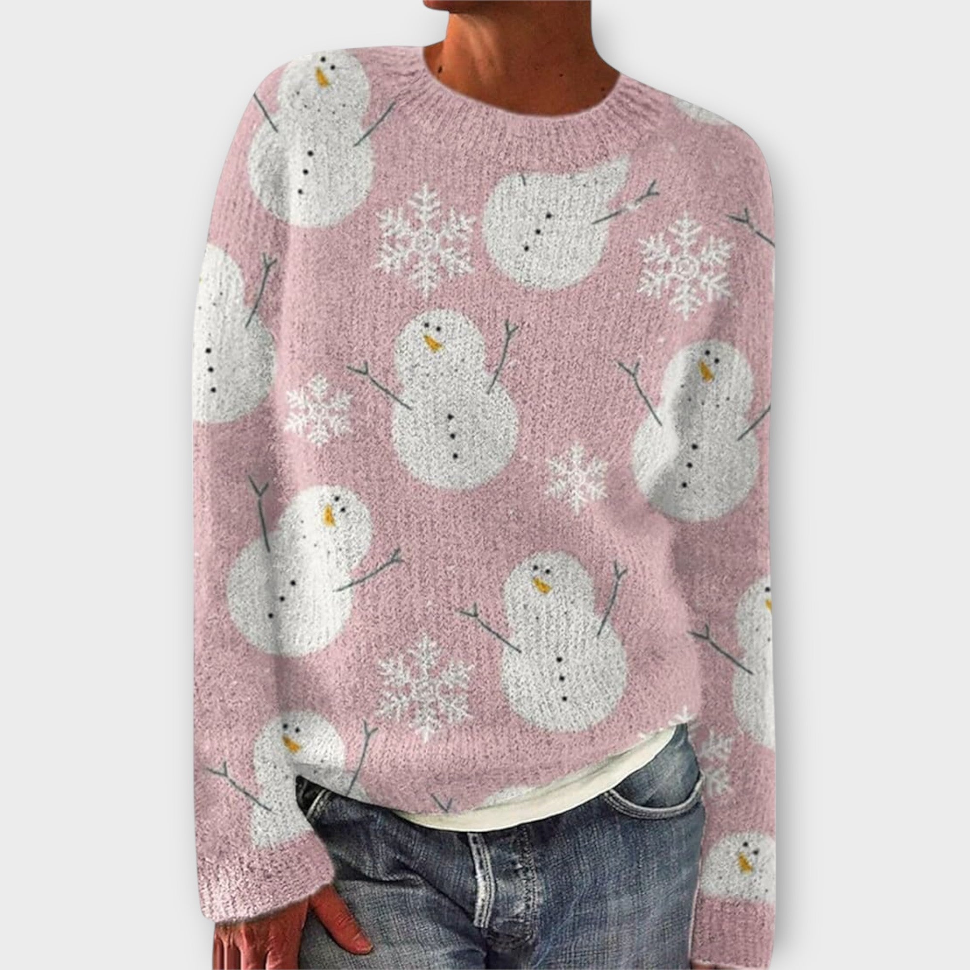 Simone - Cremefarbener kuscheliger Weihnachtspullover