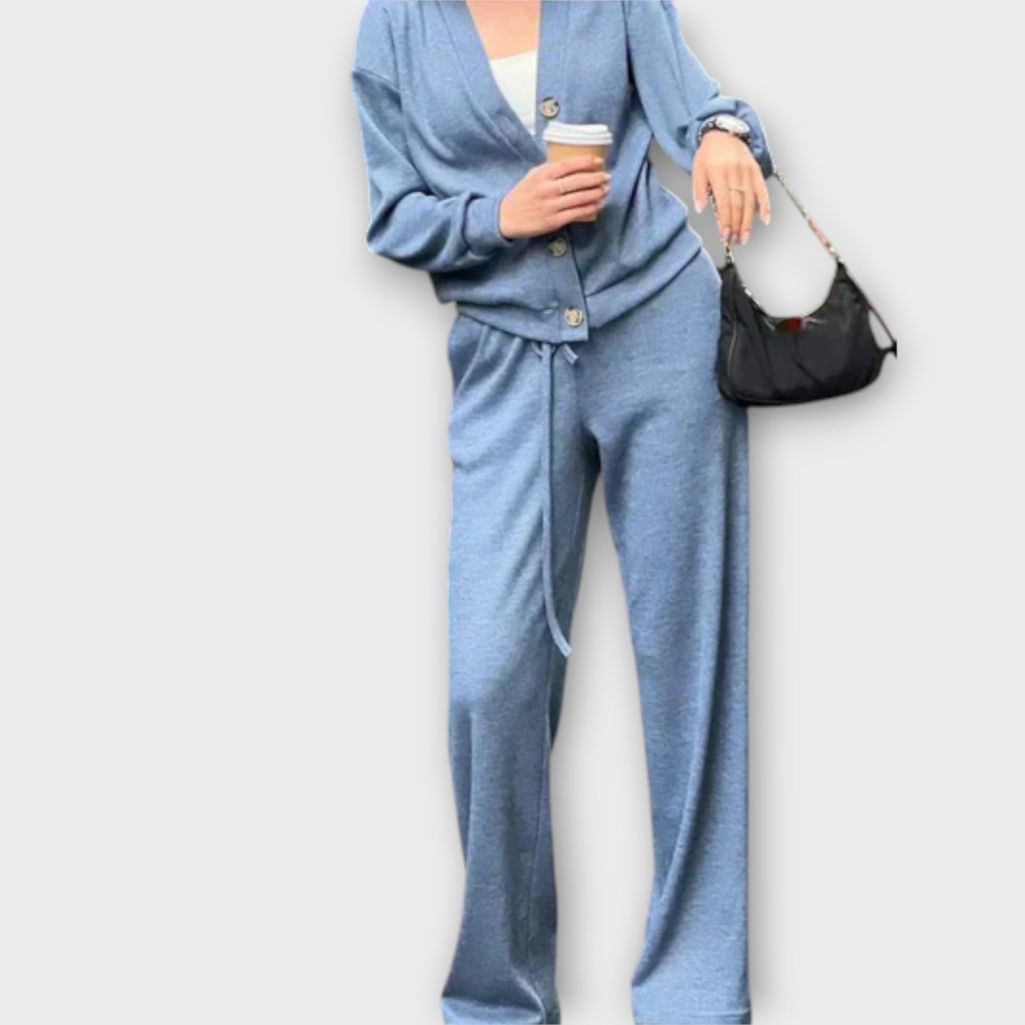 Chantal - Schwarzes Set mit Cardigan und Hose