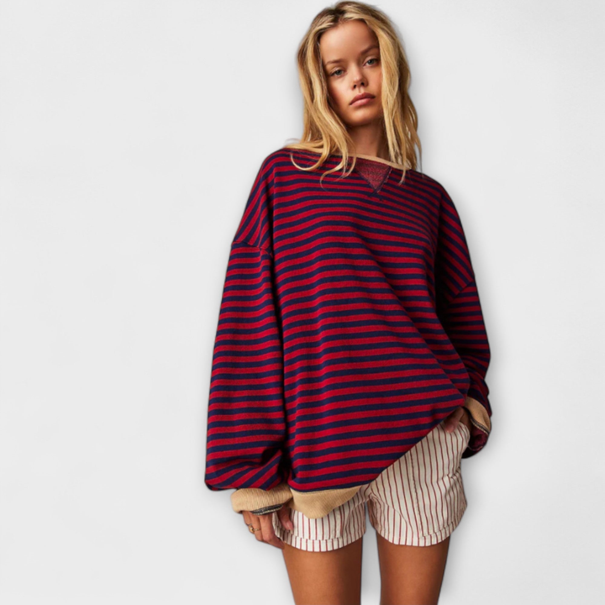 Marlene - Blau-weiss gestreifter Oversize-Pullover