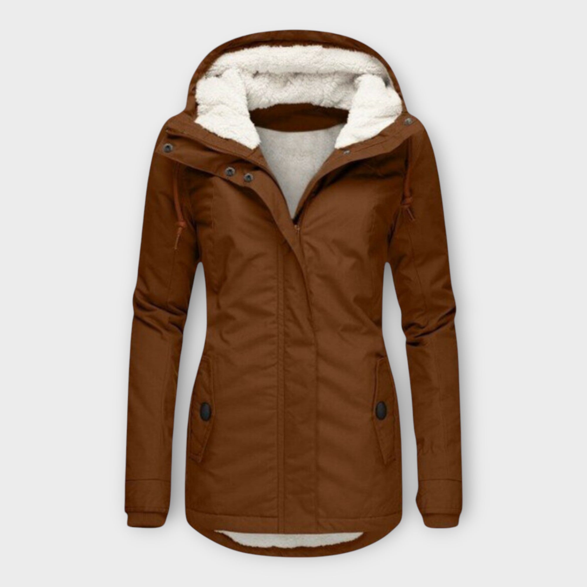 Sophie - Olivgrüne gefütterte wasserfeste Winterjacke