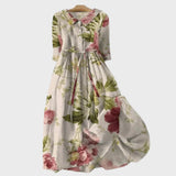 Cremeweisses Maxikleid mit Blütenranken