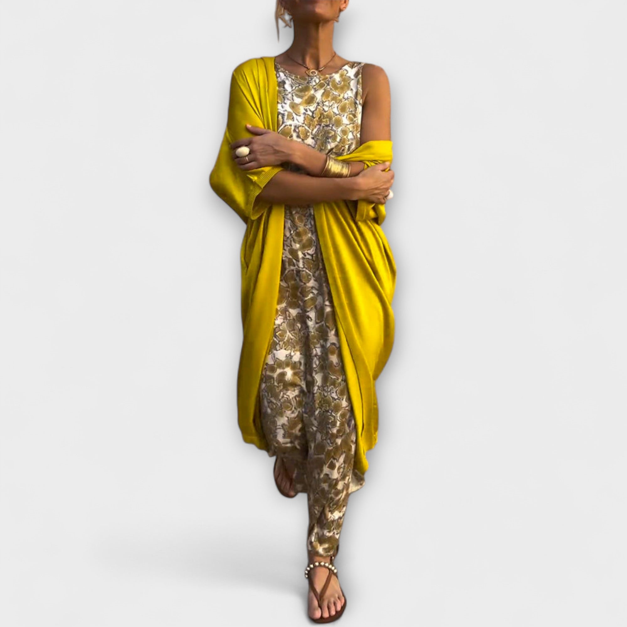 Viviana - Gelbes elegantes Pailletten-Ensemble