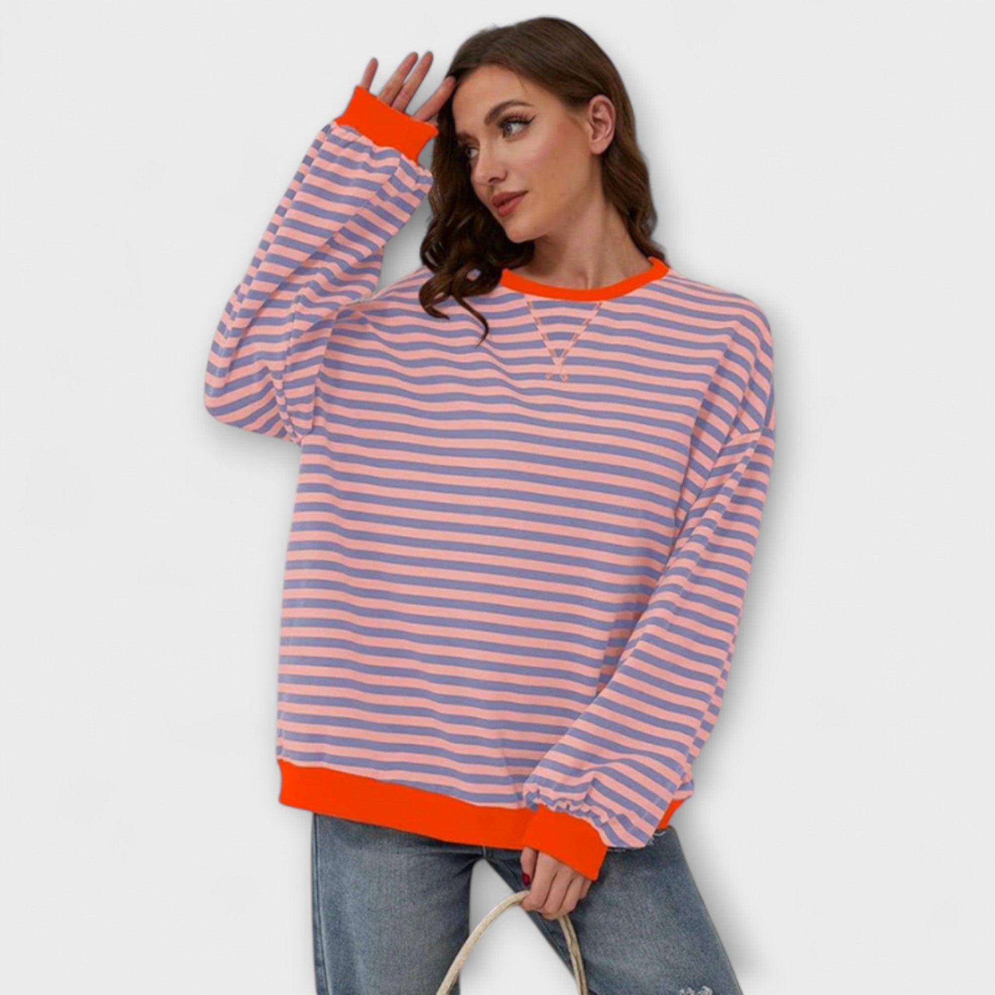 Marlene - Blau-weiss gestreifter Oversize-Pullover