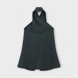 Leah - Blaues Halterneck-Top mit Rückenausschnitt