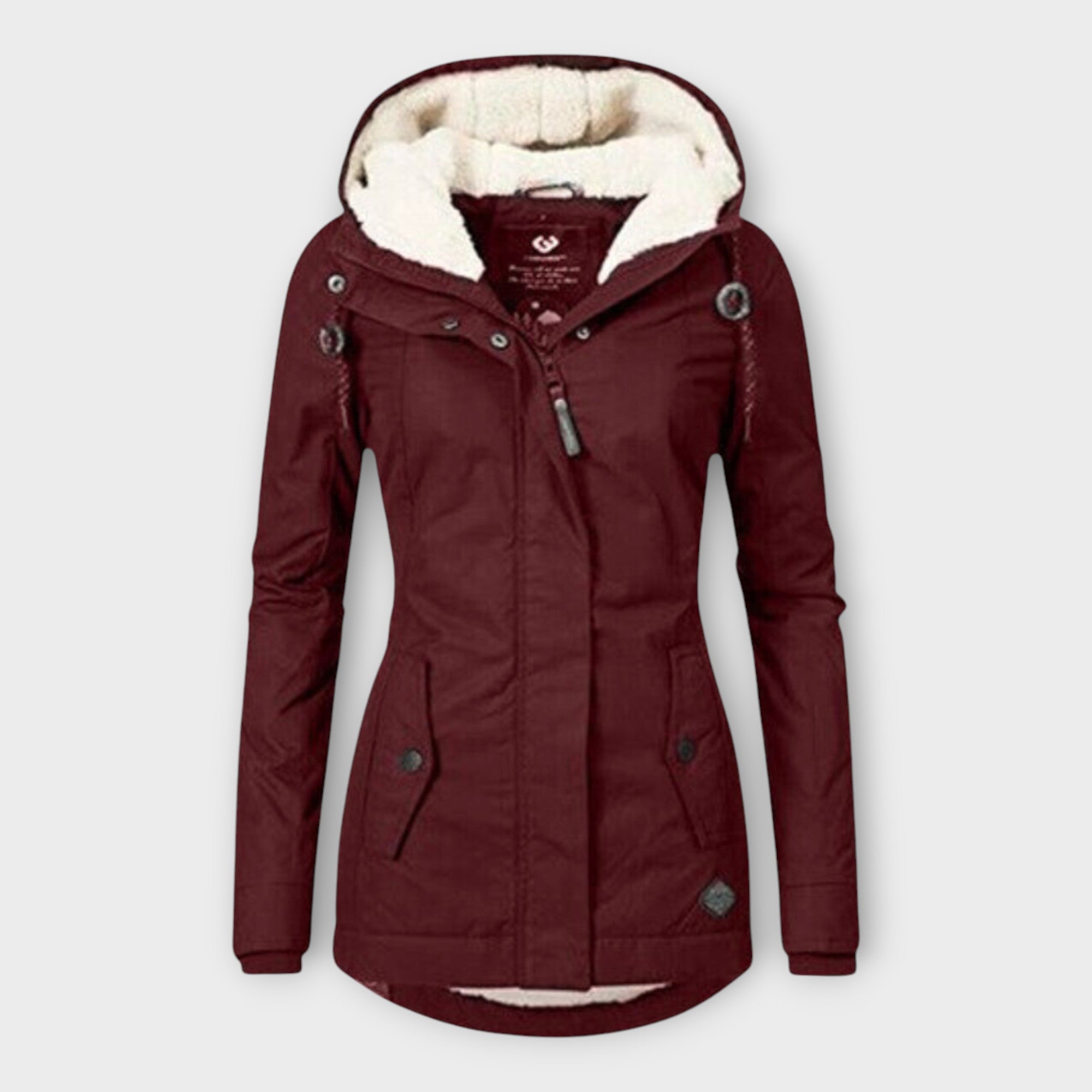 Sophie - Olivgrüne gefütterte wasserfeste Winterjacke