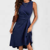 Kimberly - Blaues schlichtes Midikleid