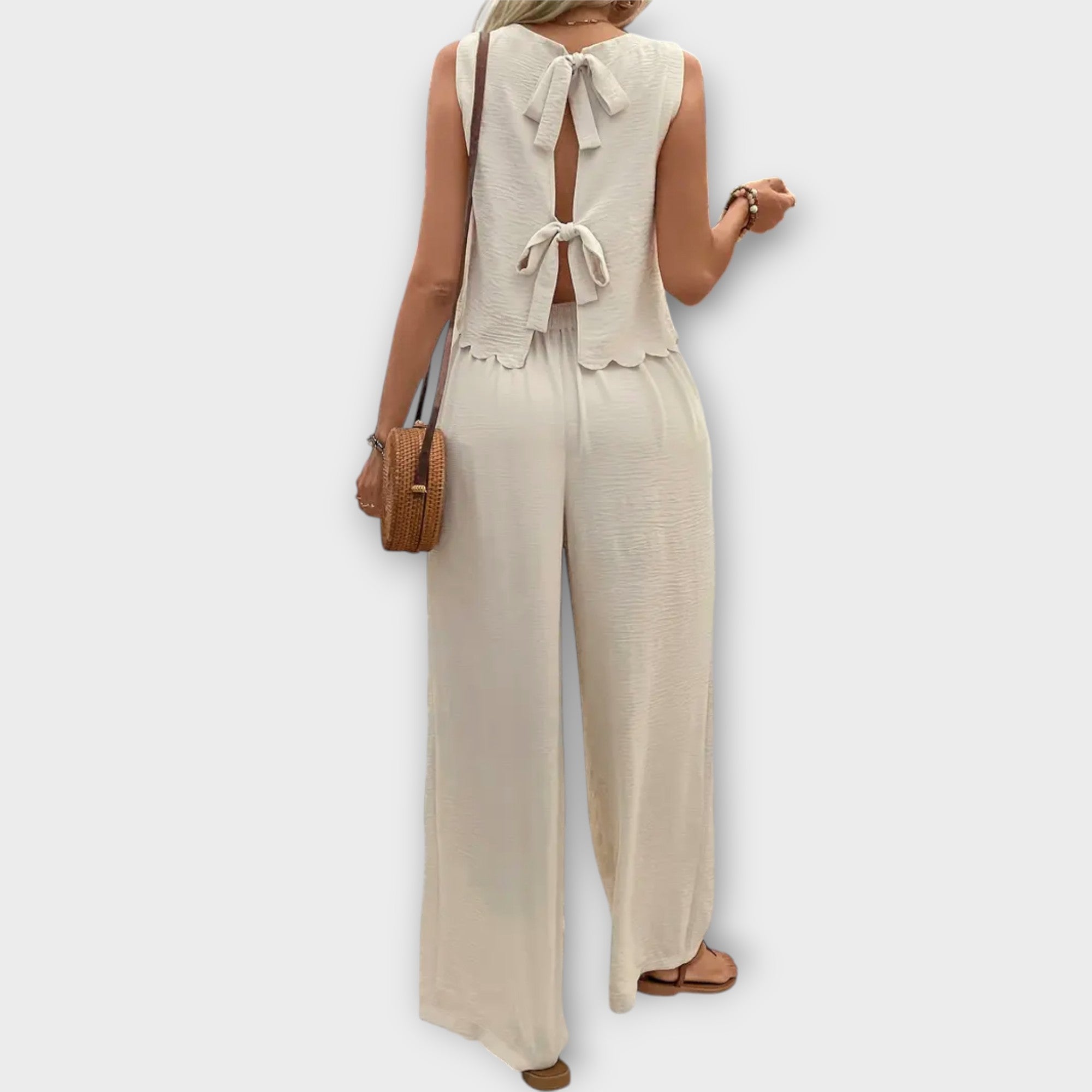 Valeria - Cremefarbenes Set mit Weste und Hose
