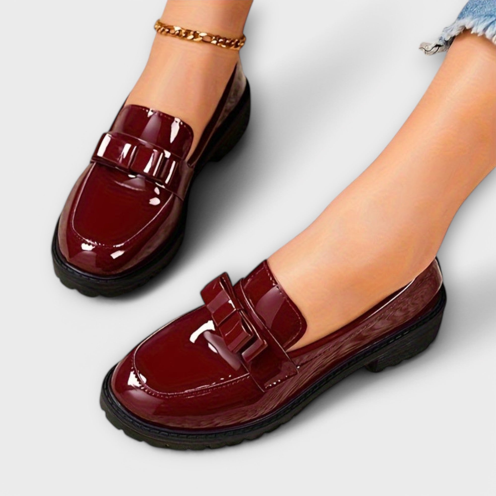 Brunhild - Bordeauxrote Lack-Loafer