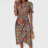 Leda - Grünes Sommerkleid mit Blütenmuster