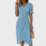 Leda - Grünes Sommerkleid mit Blütenmuster