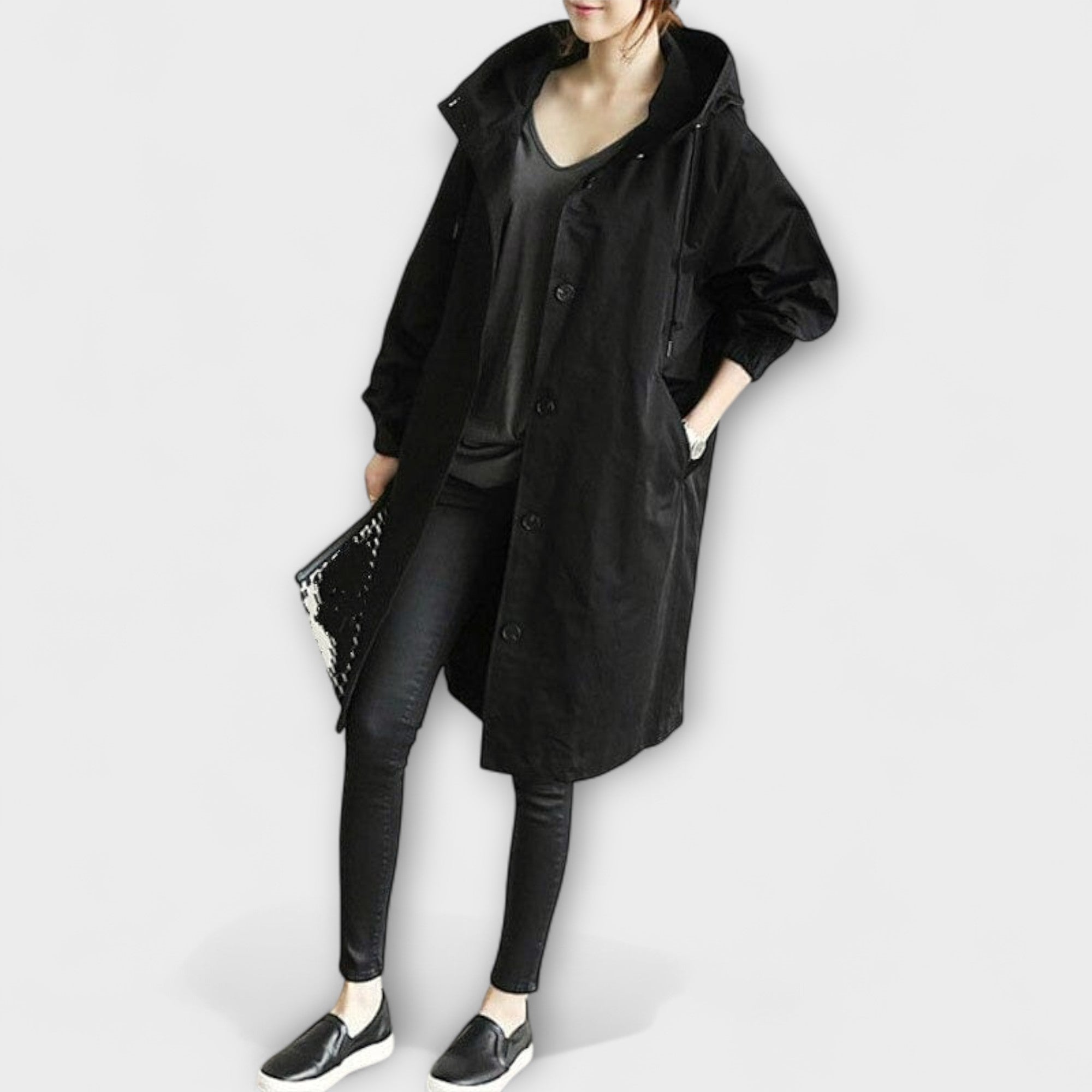 Andréa - Grauer eleganter Trenchcoat