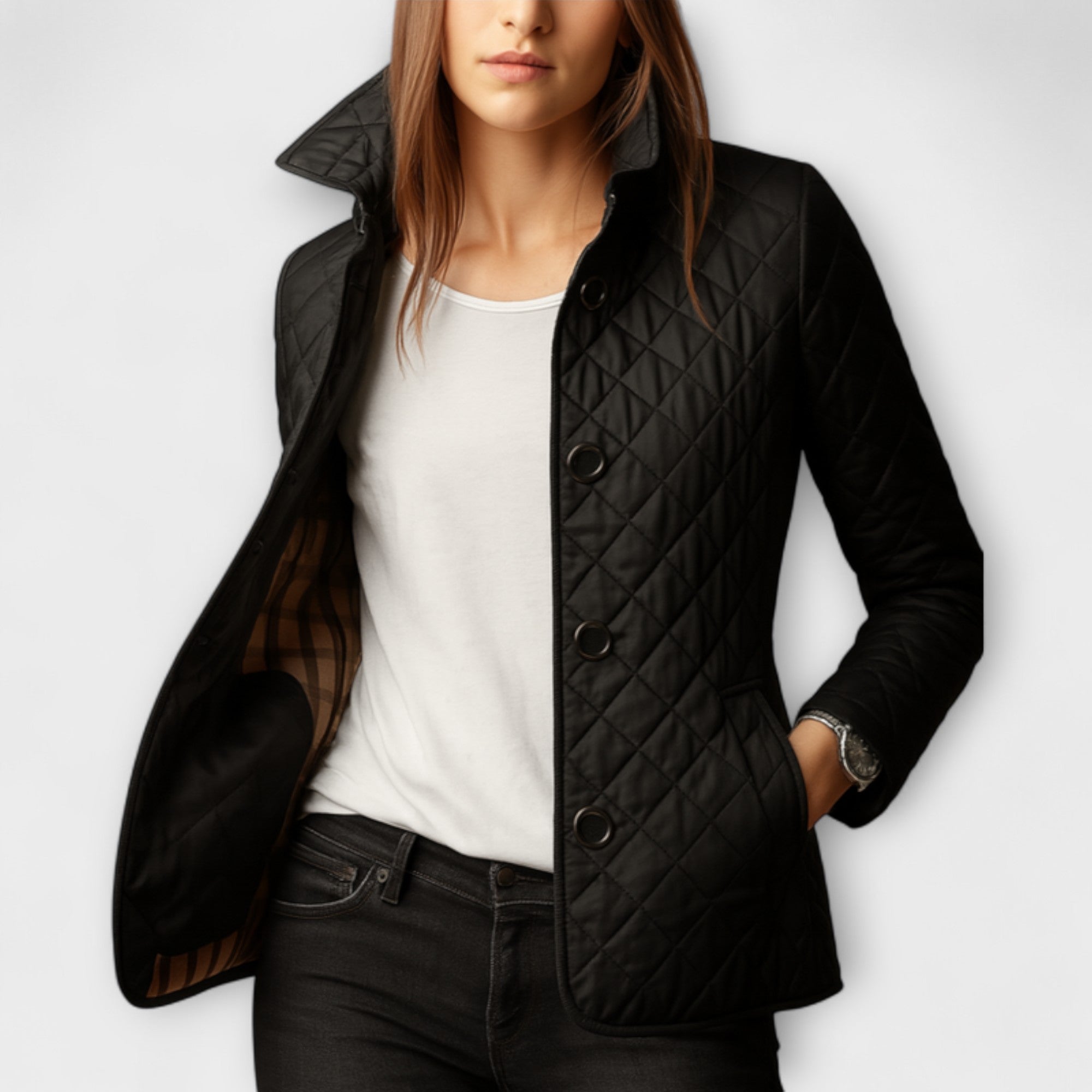 Suzu - Schwarze Damen-Steppjacke