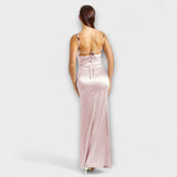 Eira - Cremefarbenes Satin-Kleid mit Rückenschnürung