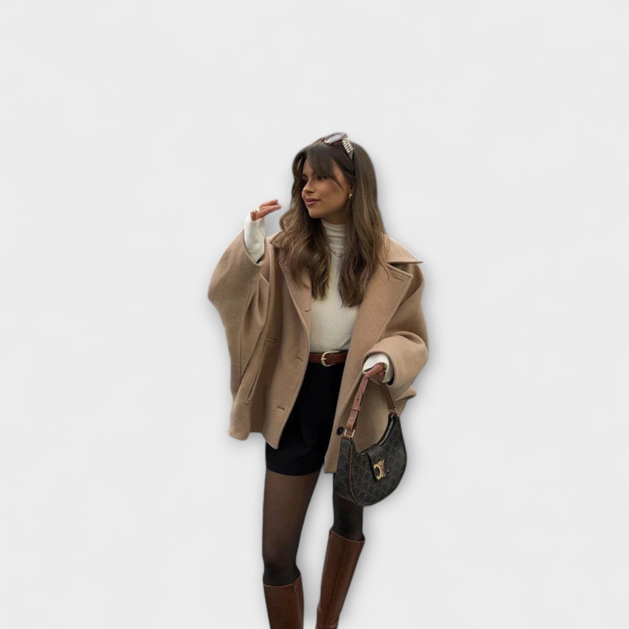 Lovie - Beiger Oversized-Mantel im urbanen Chic