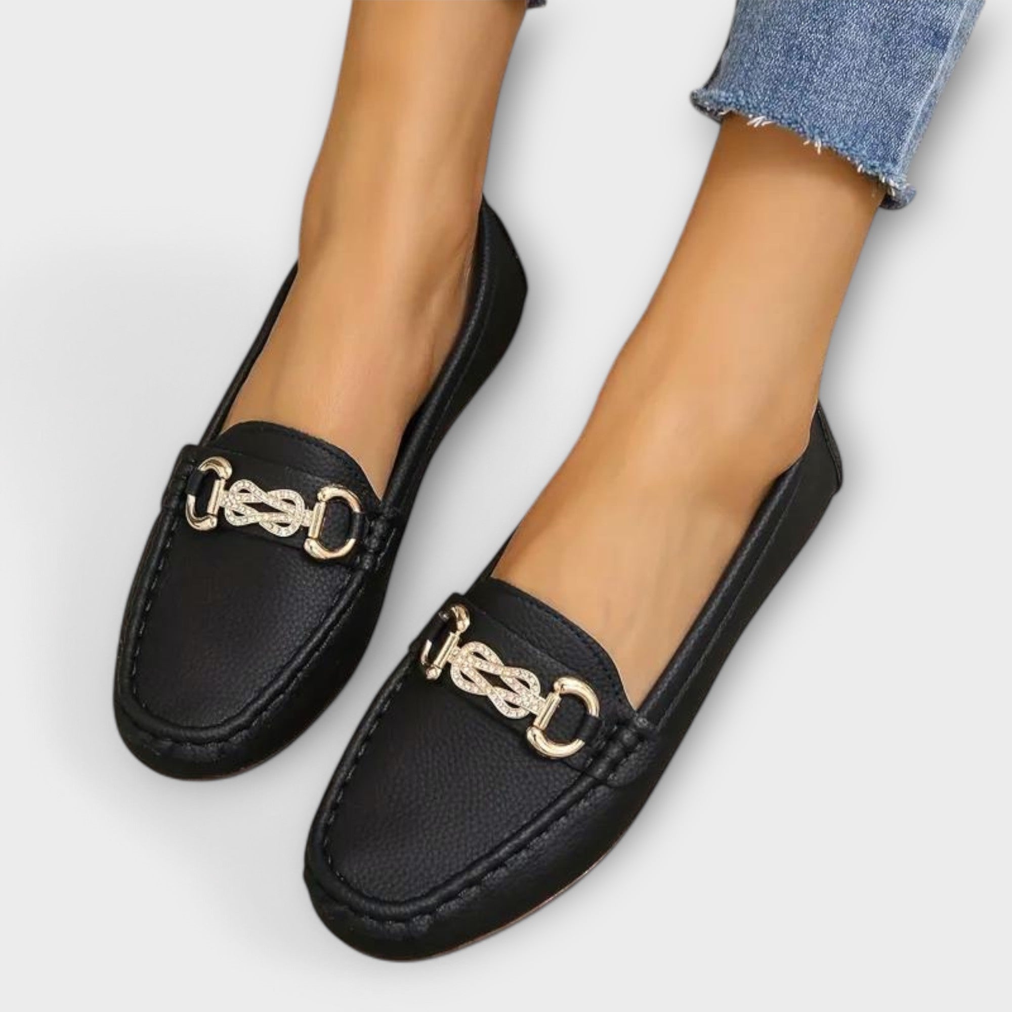 Liesbeth - Schwarze Loafer mit Spange