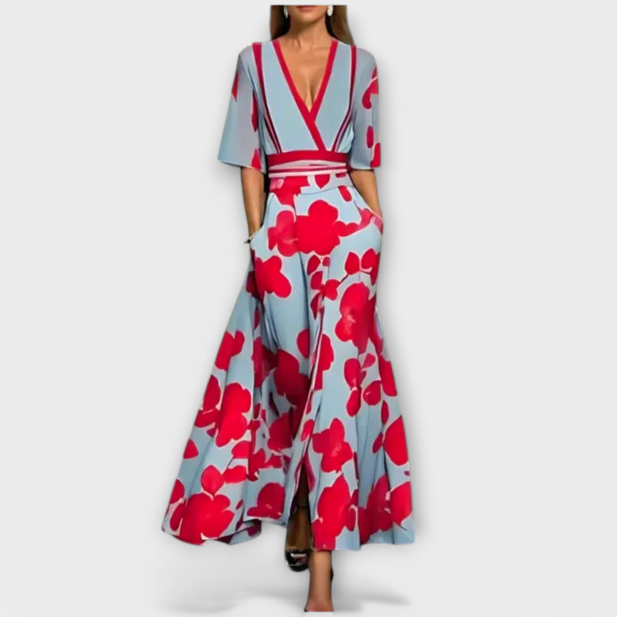 Elise - Buntes Etuikleid mit Rosenmuster