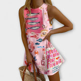 Inês - Rosa Mini-Kleid mit Print