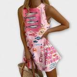 Mirava - Rosa Mini-Kleid mit buntem Print