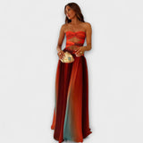 Laney - Buntes trägerloses Maxikleid