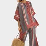 Matilde - Rot-graues Oversize-Set mit Streifen