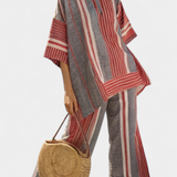 Matilde - Rot-graues Oversize-Set mit Streifen