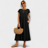 Elena - Olivgrünes leichtes Sommerkleid