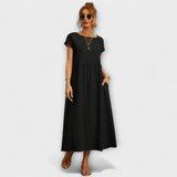 Elena - Olivgrünes leichtes Sommerkleid