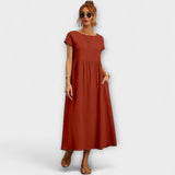 Elena - Olivgrünes leichtes Sommerkleid