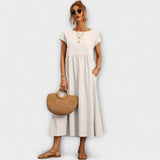Elena - Olivgrünes leichtes Sommerkleid
