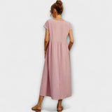 Elena - Olivgrünes leichtes Sommerkleid