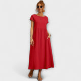 Elena - Olivgrünes leichtes Sommerkleid