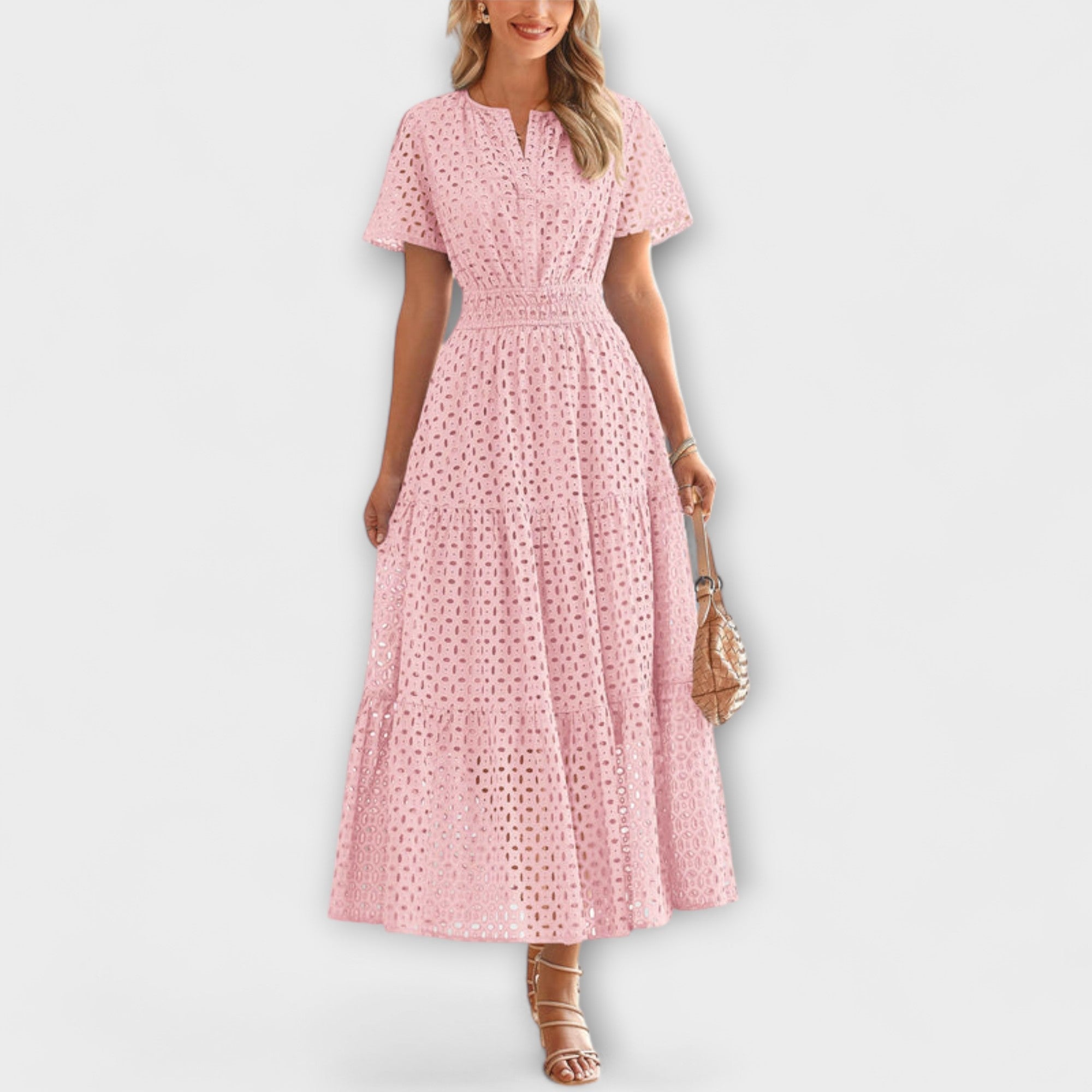 Linette - Olivgrünes Spitzen-Sommerkleid