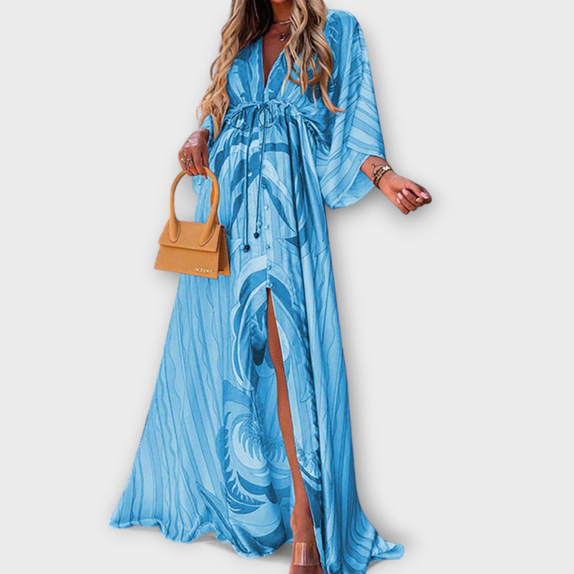 Isla - Buntes Maxikleid mit V-Ausschnitt