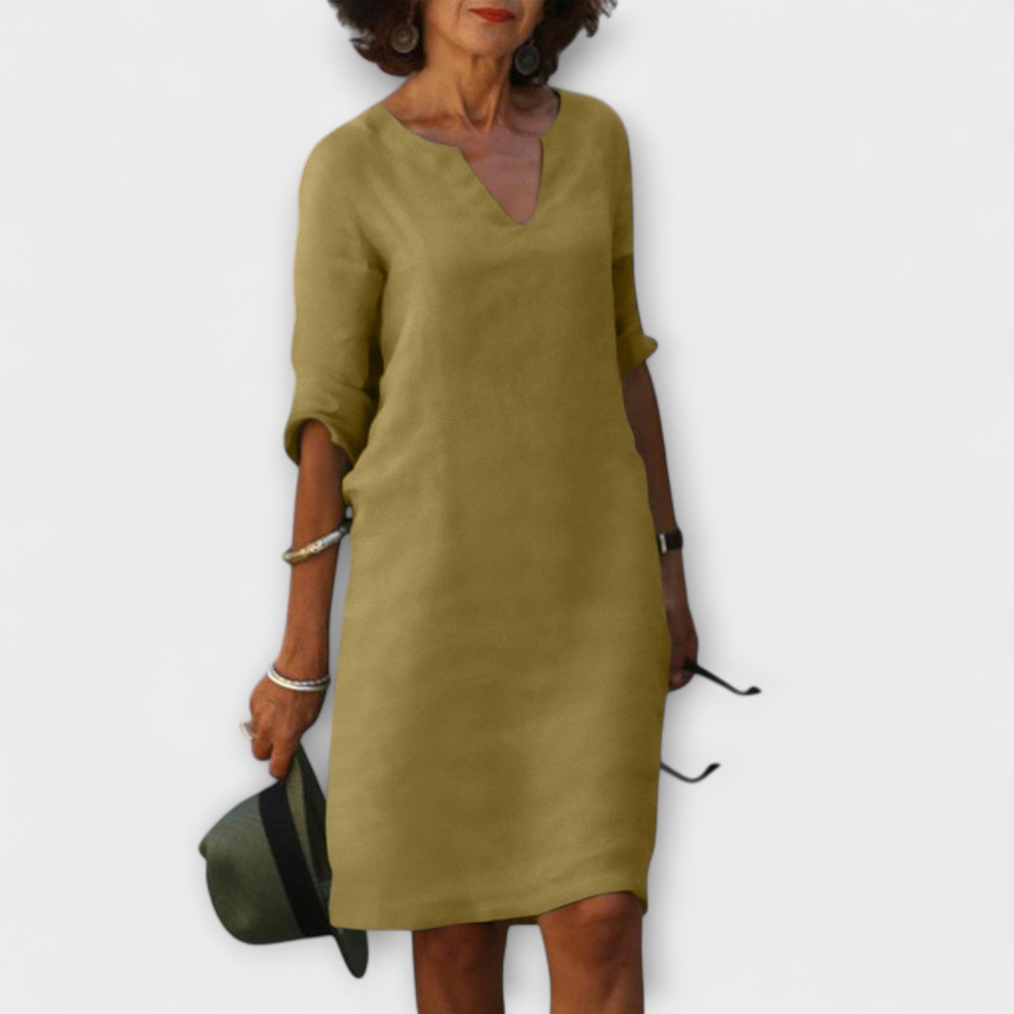 Ellyse - Petrolfarbenes Sommerkleid mit V-Ausschnitt